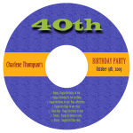 CD Party Time Birthday Labels